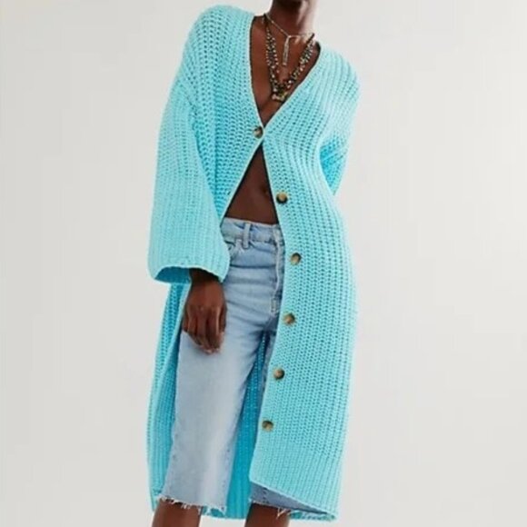 Free people Offside Crystal Seas longline cardigan ~ XS ~ NWT - Picture 1 of 10